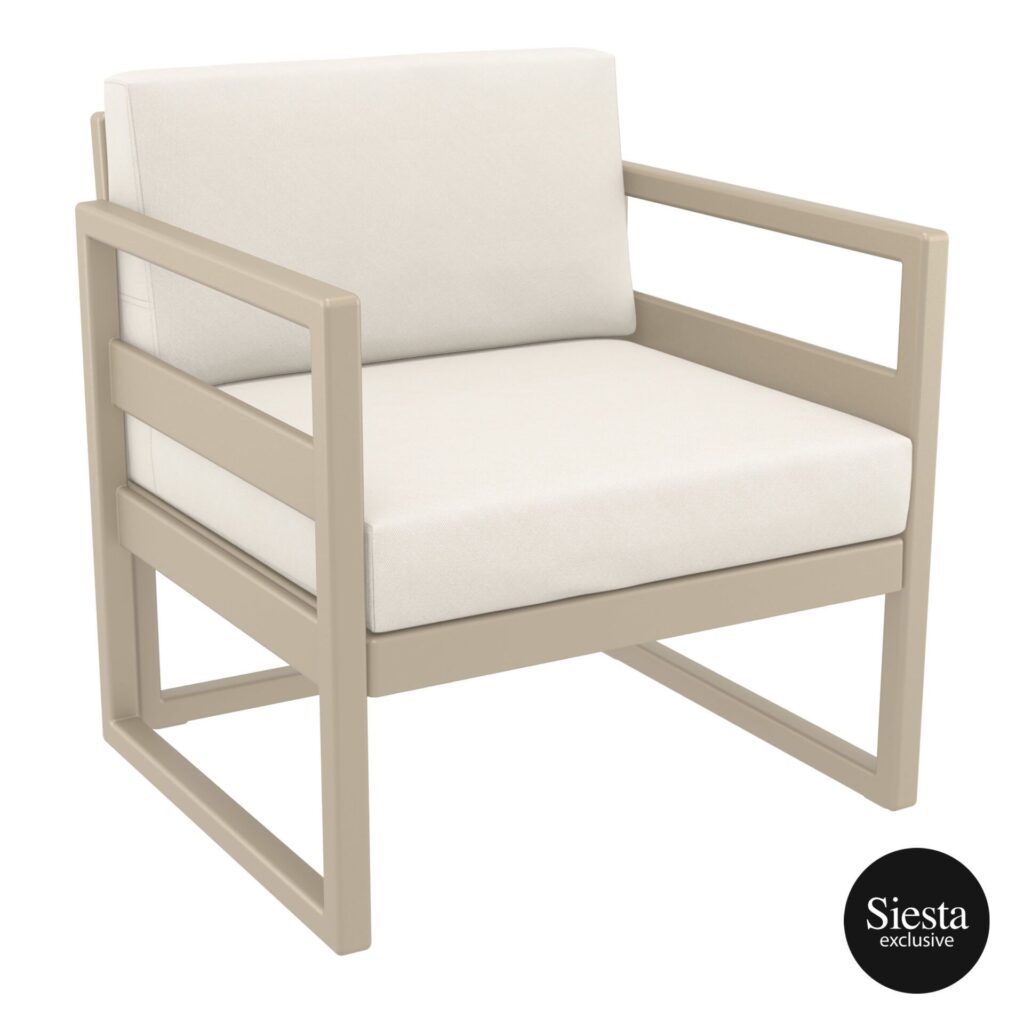 Mykonos Lounge Armchair – Taupe with Light Brown Cushions image