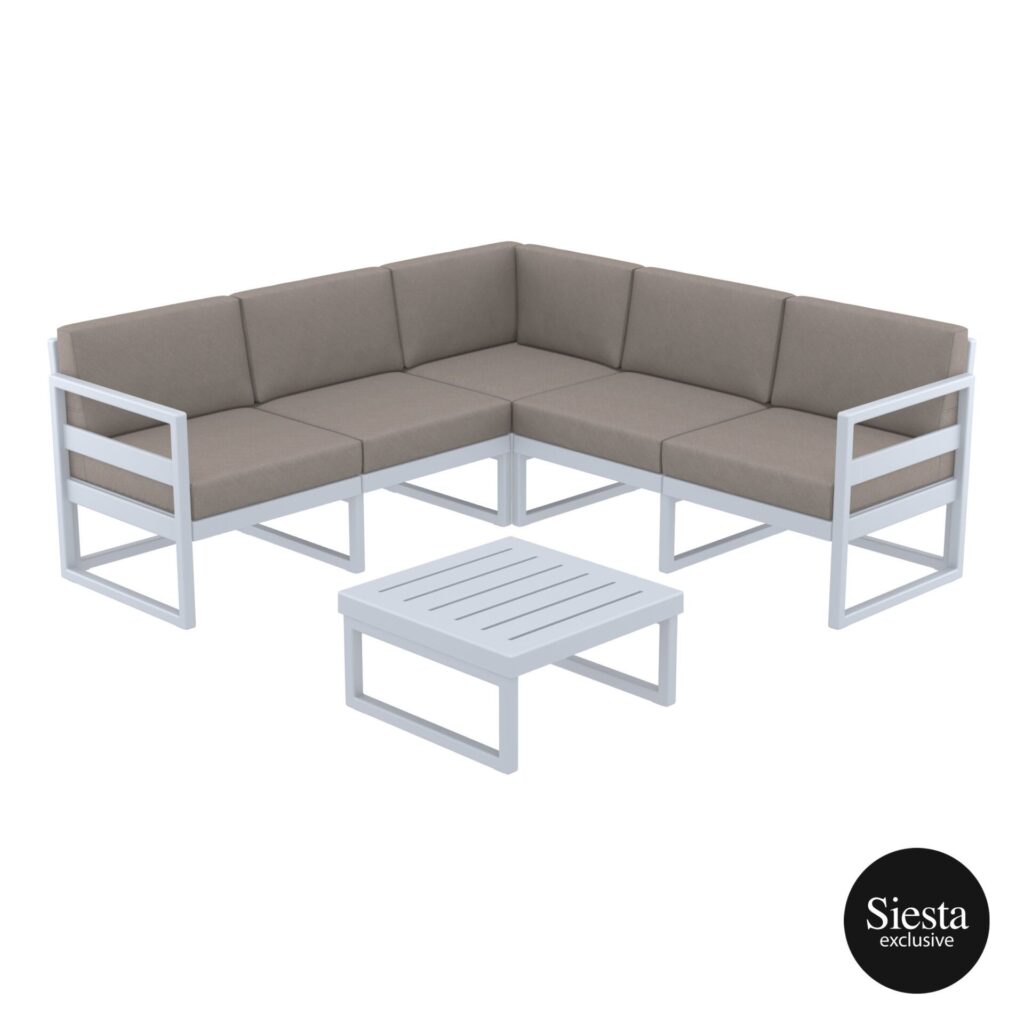 Mykonos Lounge Corner Set – Silver Grey with Brown Cushions image