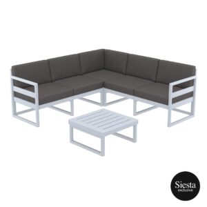 Mykonos Lounge Corner Set – Silver Grey with Dark Grey Cushions