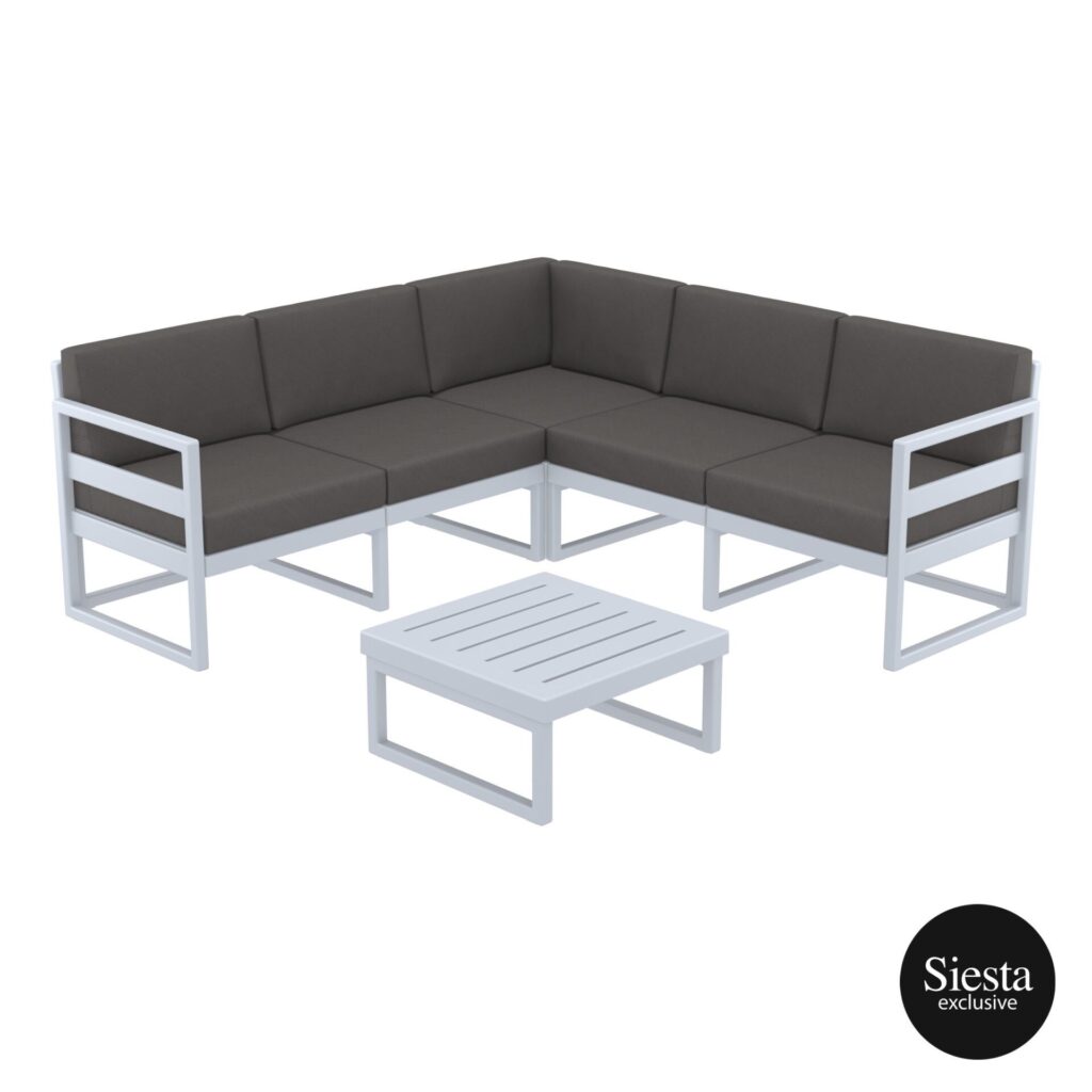 Mykonos Lounge Corner Set – Silver Grey with Dark Grey Cushions image