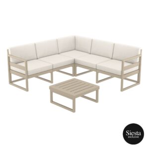 Mykonos Lounge Corner Set – Taupe with Beige Cushions