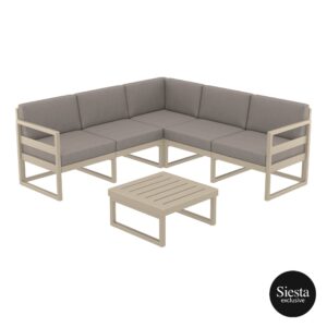 Mykonos Lounge Corner Set – Taupe with Brown Cushions