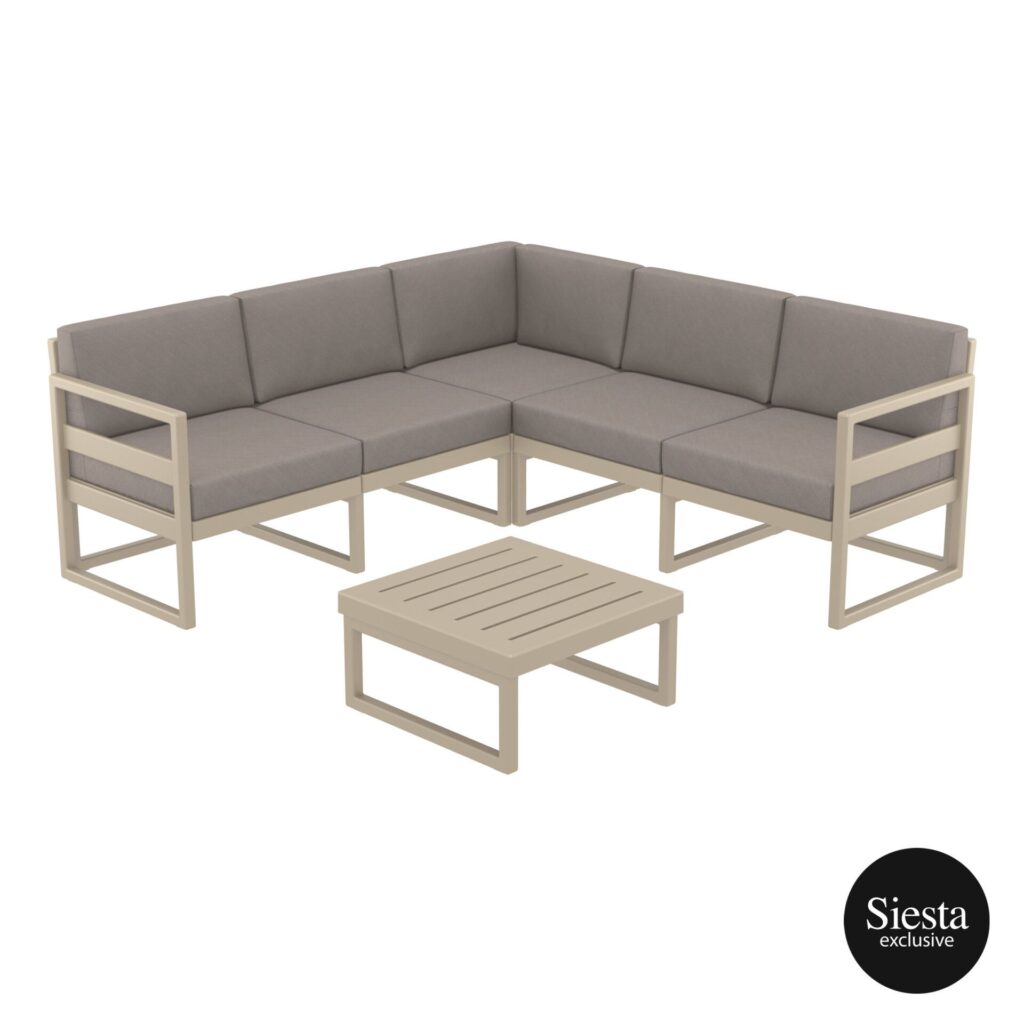 Mykonos Lounge Corner Set – Taupe with Brown Cushions image