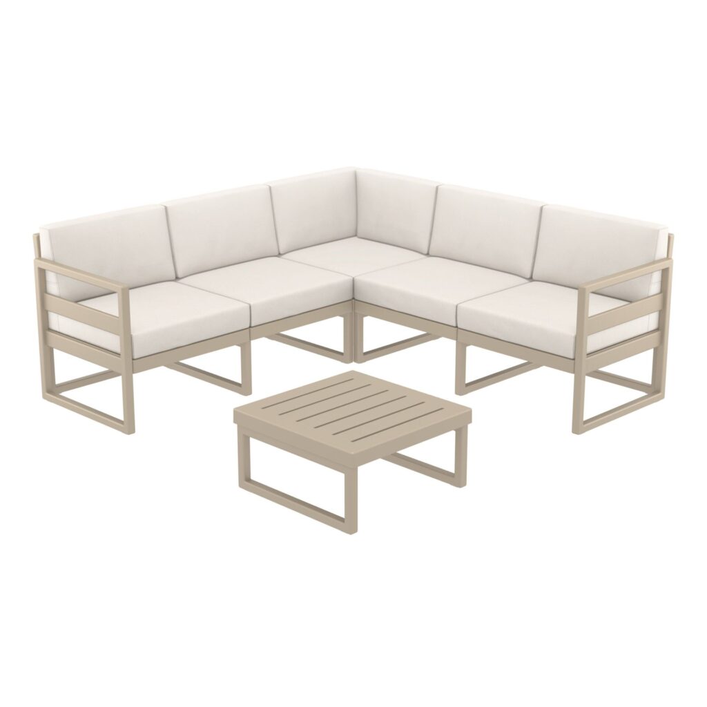 Mykonos Lounge Corner Set – Taupe with Brown Cushions image