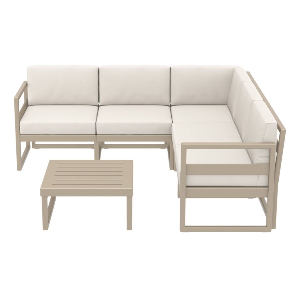 Mykonos Lounge Corner Set – Taupe with Brown Cushions image