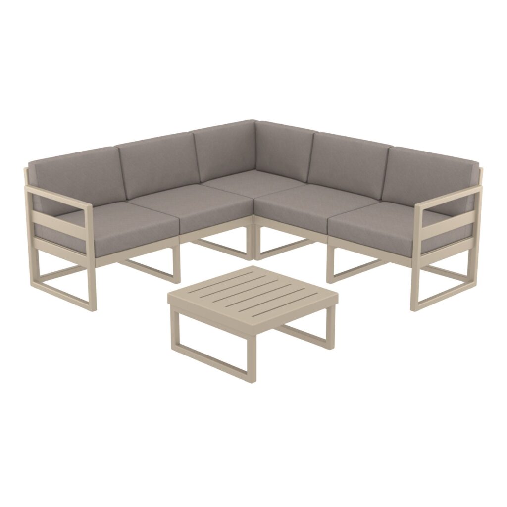 Mykonos Lounge Corner Set – Taupe with Brown Cushions image