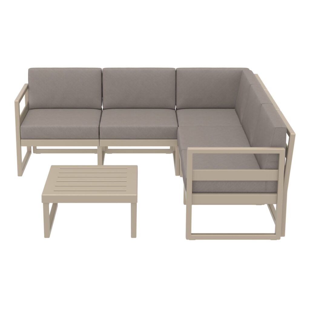 Mykonos Lounge Corner Set – Taupe with Brown Cushions image