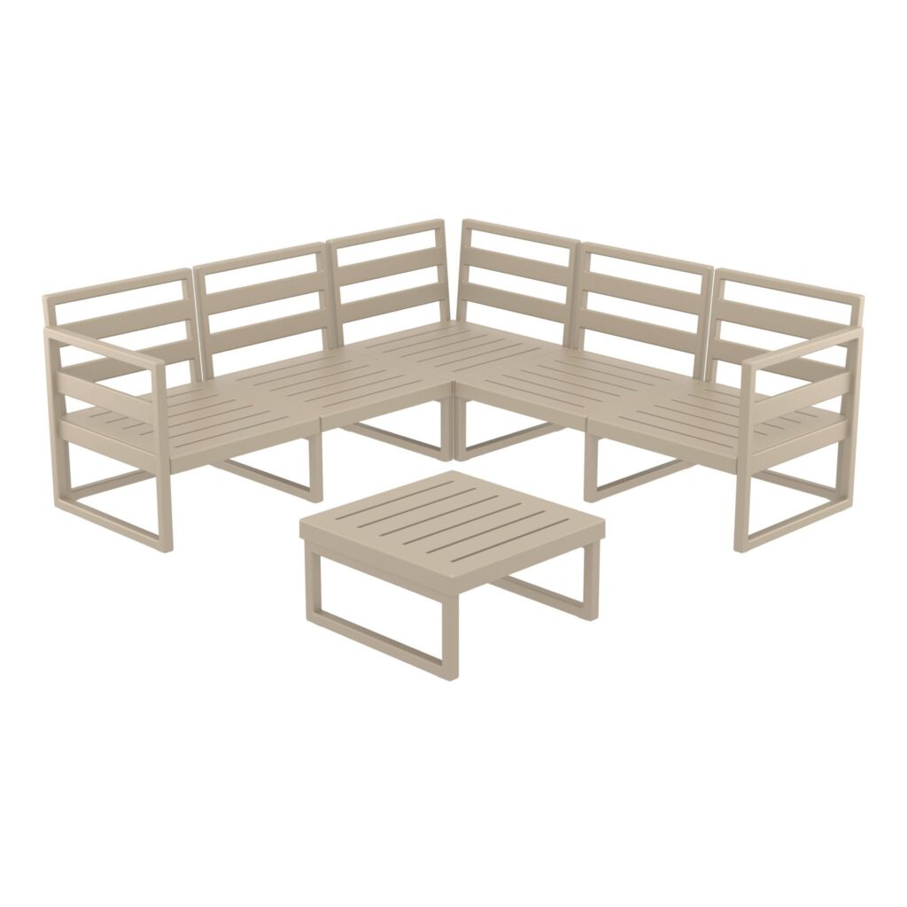 Mykonos Lounge Corner Set – Taupe with Brown Cushions image