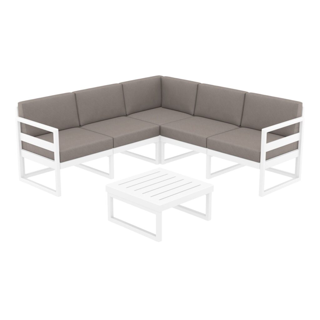 Mykonos Lounge Corner Set – Taupe with Brown Cushions image