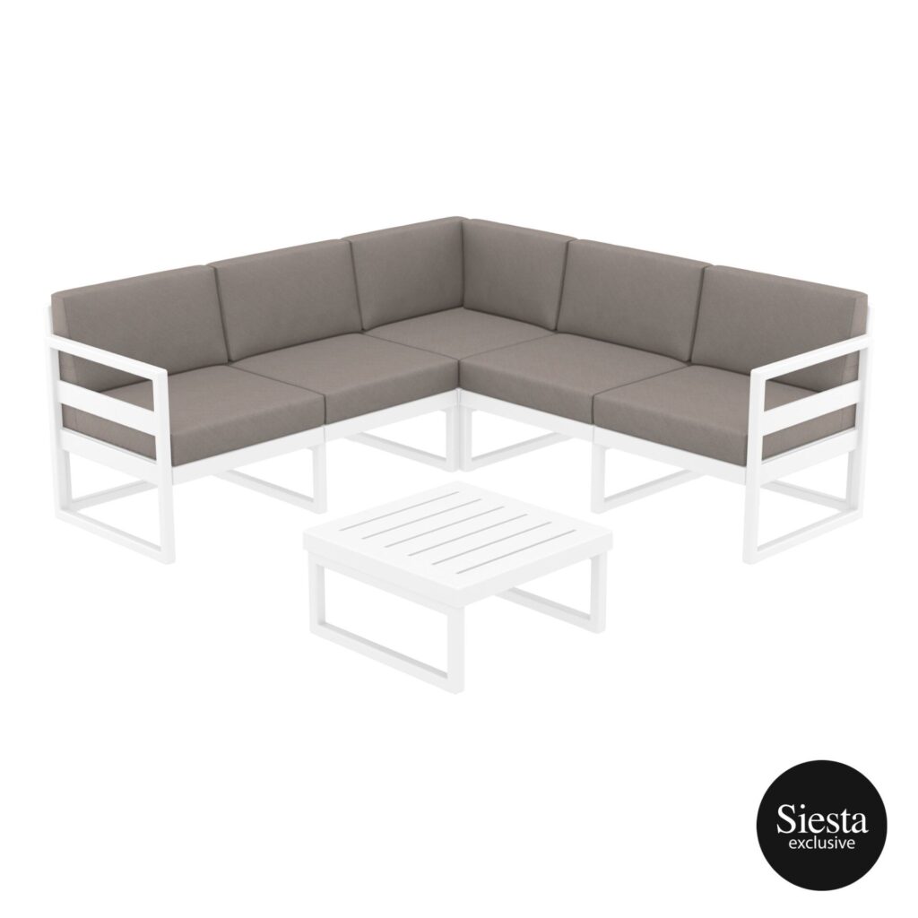 Mykonos Lounge Corner Set – White with Brown Cushions image