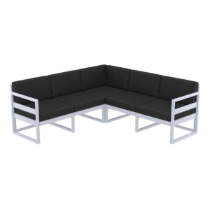 Mykonos Lounge Corner - Silver Grey with Black Cushions