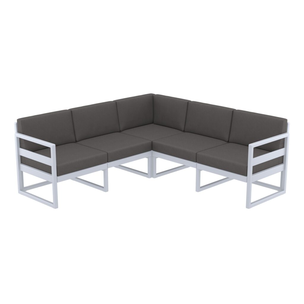 Mykonos Lounge Corner – Silver Grey with Black Cushions image