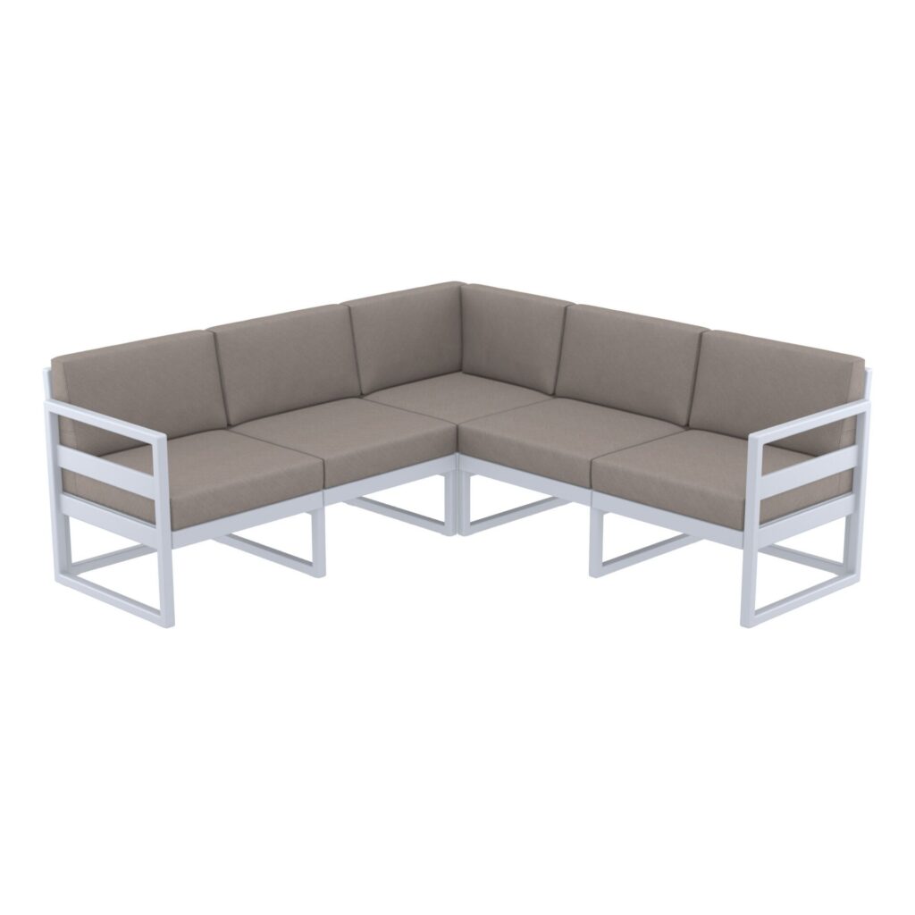 Mykonos Lounge Corner – Silver Grey with Brown Cushions image