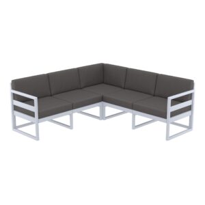 Mykonos Lounge Corner - Silver Grey with Dark Grey Cushions