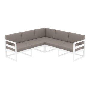 Mykonos Lounge Corner - White with Brown Cushions