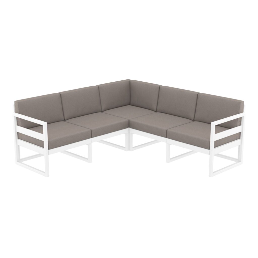 Mykonos Lounge Corner – White with Brown Cushions image