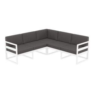 Mykonos Lounge Corner - White with Dark Grey Cushions