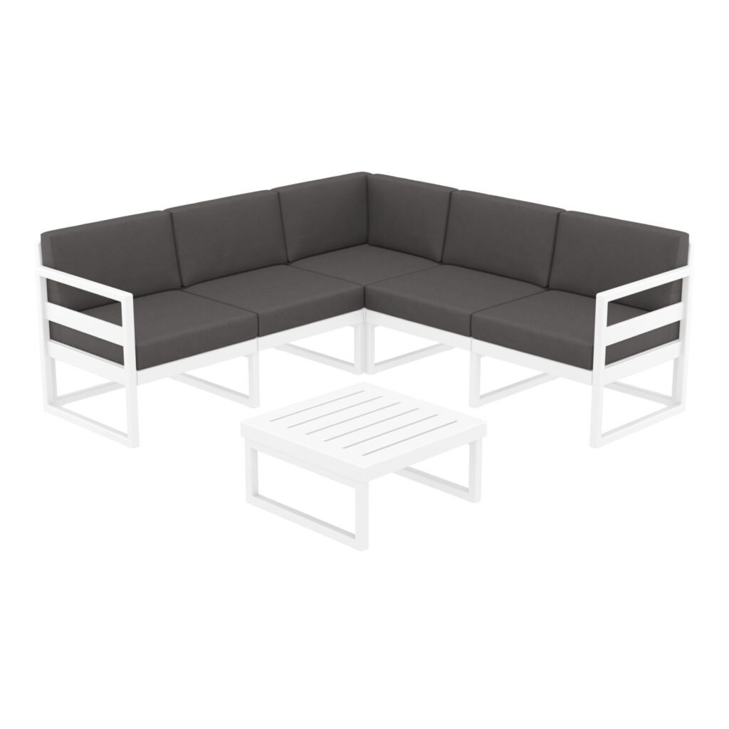 Mykonos Lounge Corner – White with Dark Grey Cushions image