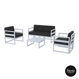 Mykonos Lounge Set – Silver Grey with Black Cushions