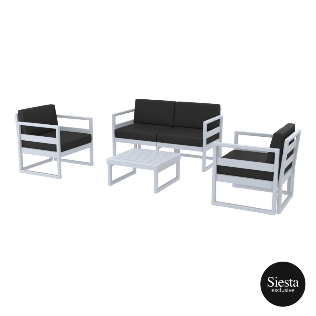 Mykonos Lounge Set – Silver Grey with Black Cushions image