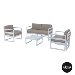 Mykonos Lounge Set – Silver Grey with Brown Cushions