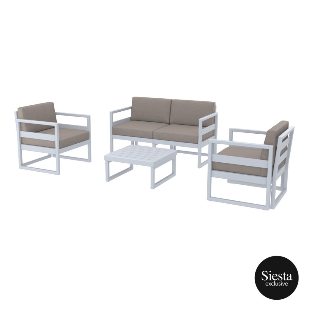 Mykonos Lounge Set – Silver Grey with Brown Cushions image