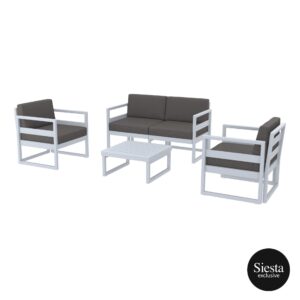 Mykonos Lounge Set – Silver Grey with Dark Grey Cushions