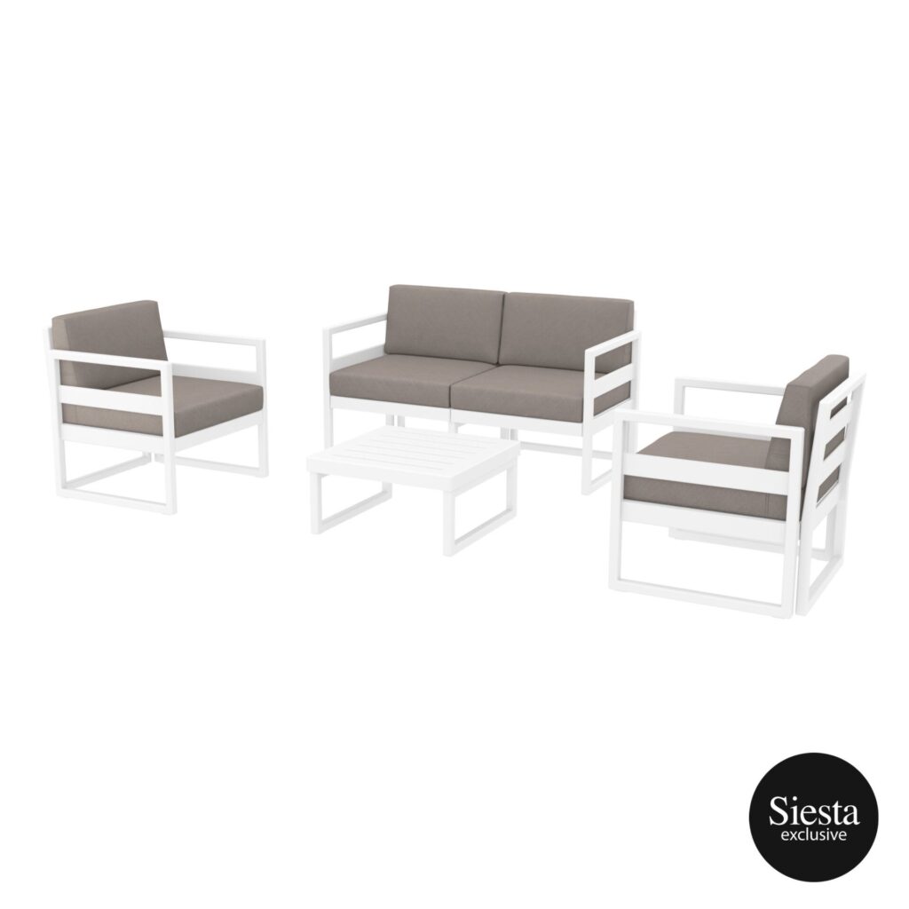 Mykonos Lounge Set – White with Brown Cushions image