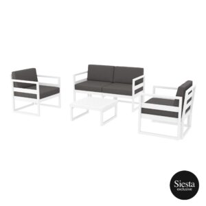 Mykonos Lounge Set – White with Dark Grey Cushions