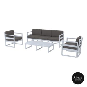 Mykonos Lounge Set XL – Silver Grey with Dark Grey Cushions