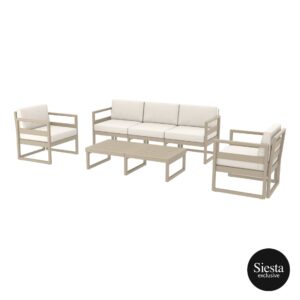 Mykonos Lounge Set XL – Taupe with Beige Cushions