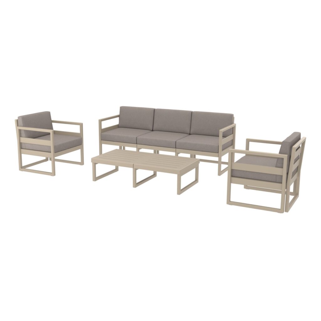Mykonos Lounge Set XL – Taupe with Brown Cushions image