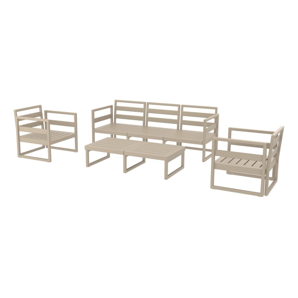 Mykonos Lounge Set XL – Taupe with Brown Cushions image