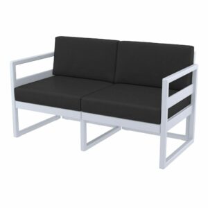 Mykonos Lounge Sofa – Silver Grey with Black Cushions