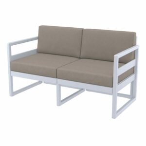 Mykonos Lounge Sofa – Silver Grey with Light Brown Cushions