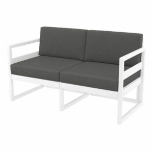Mykonos Lounge Sofa – White with Dark Grey Cushions