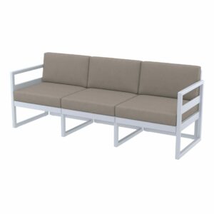 Mykonos Lounge Sofa XL – Silver Grey with Light Brown Cushions