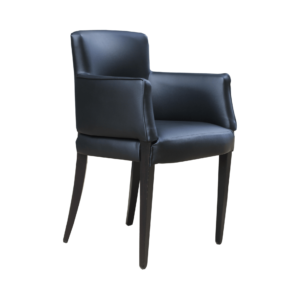 Omega Arles Armchair – Black Dolaro Vinyl – Wenge H