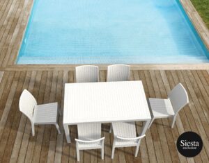 Orlando 140 Table Florida Chair 6 Seat Package – White