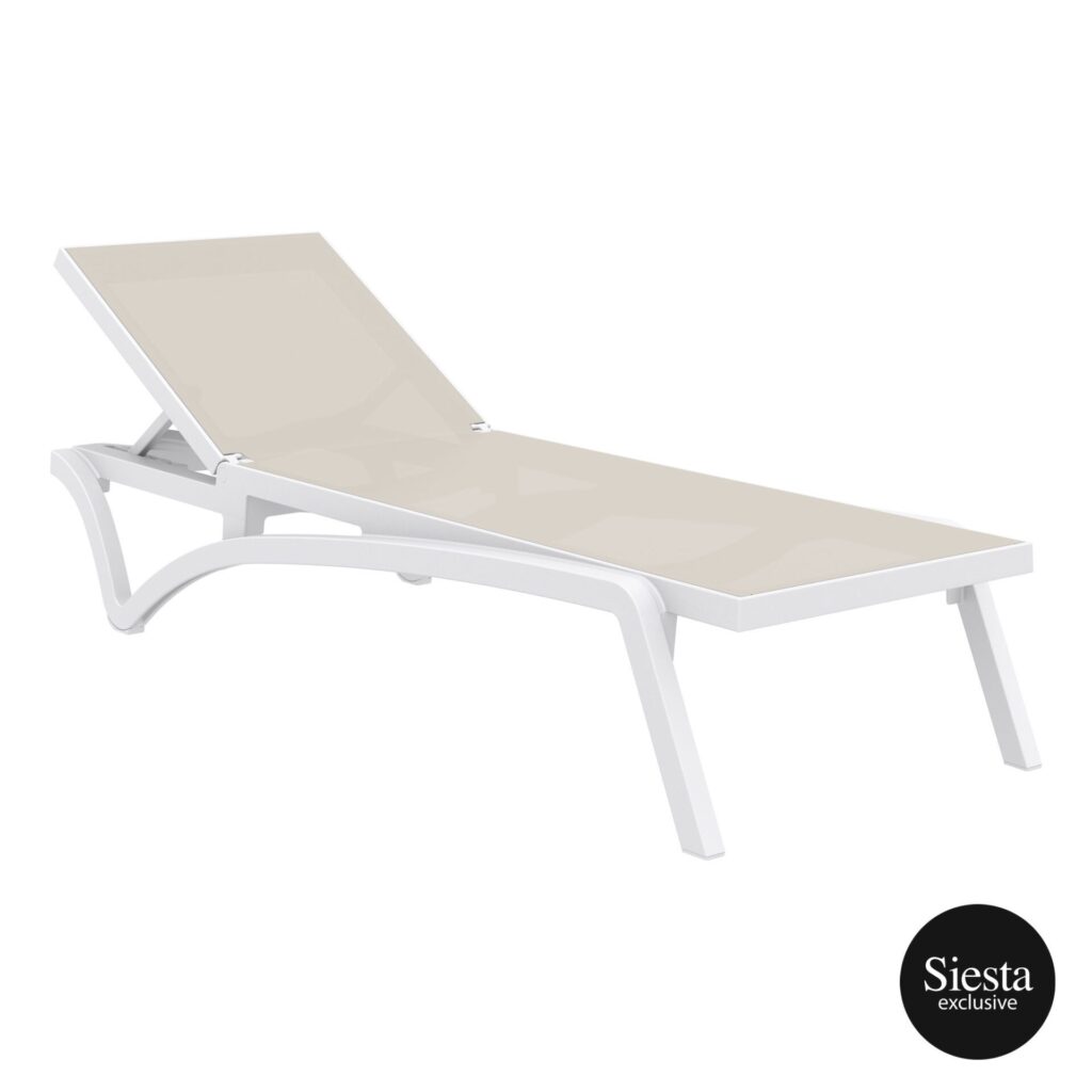 Pacific Sunlounger – White/Taupe image
