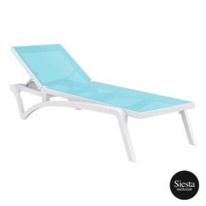 Pacific Sunlounger – White/Turquoise
