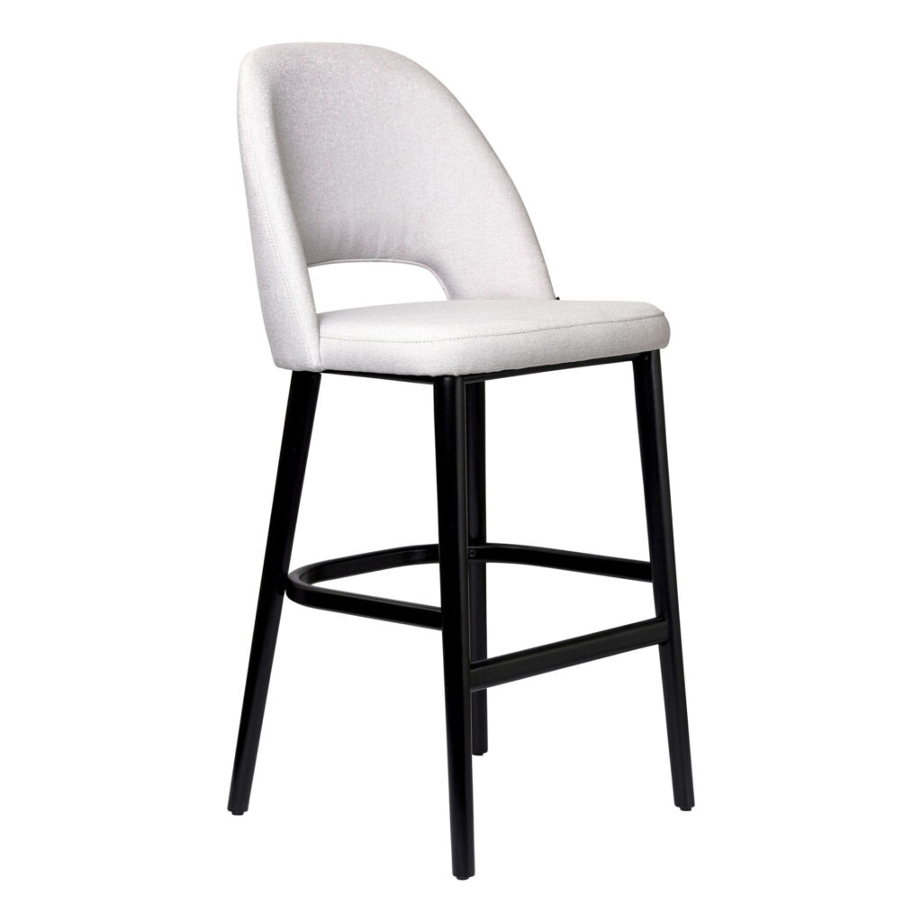 Semifreddo Stool – Black Legs/ Light Grey Woven Fabric image