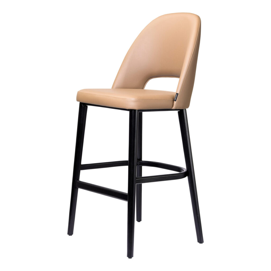 Semifreddo Stool – Black Legs/Taupe Woven Fabric image