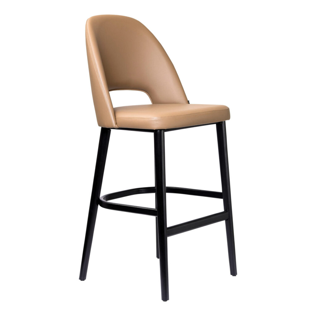 Semifreddo Stool – Black Legs/Taupe Woven Fabric image