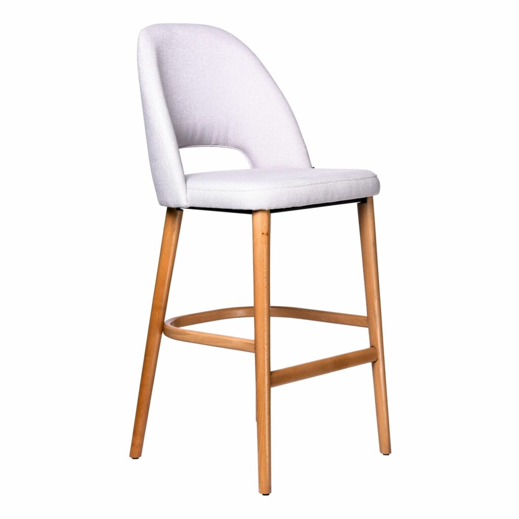 Semifreddo Stool – Trojan Oak Legs/ Light Grey Woven Fabric image