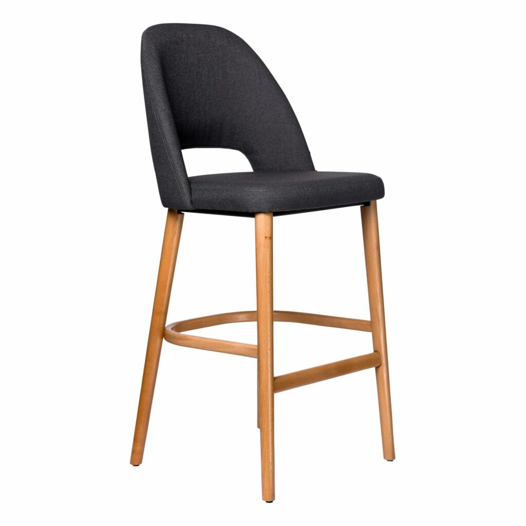 Semifreddo Stool – Trojan Oak Legs/Anthracite Woven Fabric image