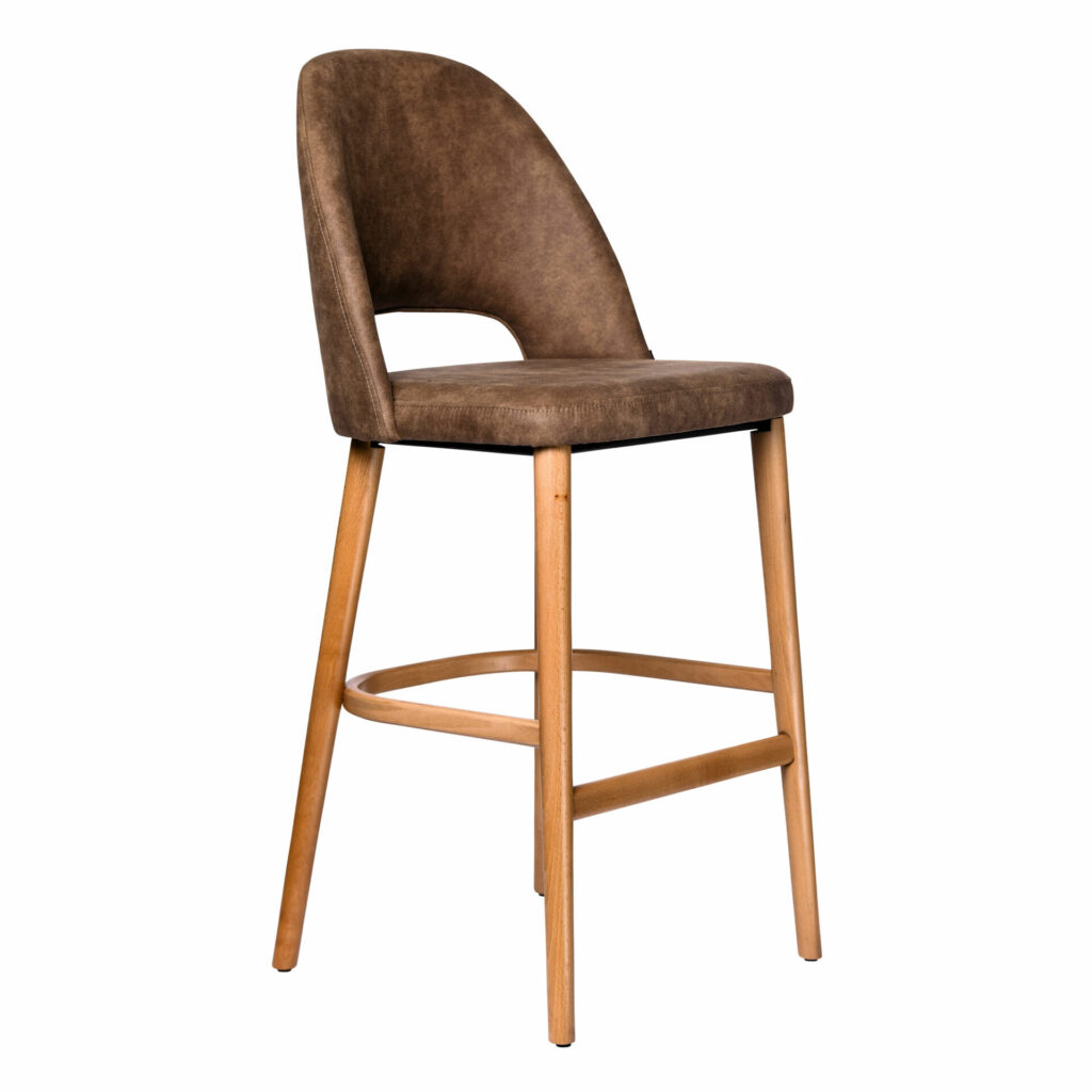 Semifreddo Stool – Trojan Oak Legs/Mocha Fabric image