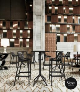 Sky Folding Bar Table 60/Air Barstool 75 2 Seat Package – Black