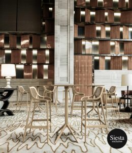 Sky Folding Bar Table 60/Air Barstool 75 2 Seat Package – Taupe