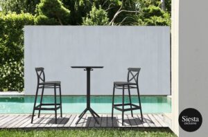 Sky Folding Bar Table 60/Cross Barstool 75 2 Seat Package – Black